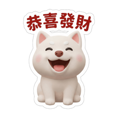 萌翻馬年：俏女孩與小白柴Q版新春賀歲圖