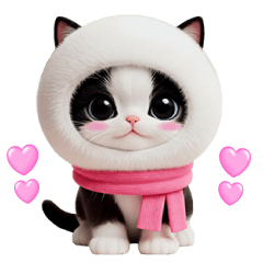 cute little cat white nit Sticker