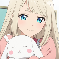 Bunny ear girl and fluffy rabbit