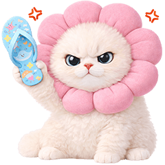 White Cat Pink Flower!