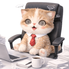 Non-Stop Working Cat (No text)