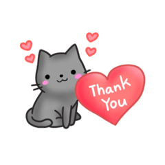 やさしい黒猫♡挨拶・お返事スタンプ