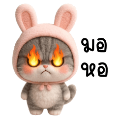 Cat with rabbit hood