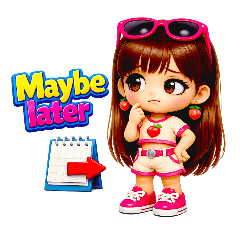 สาวน้อยชิบิ 3D โทนชมพู คำพูดทุกวัน