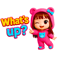 เด็กน้อยชุดหมีชมพู 3D คำพูดอังกฤษ