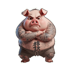 刺青山豬驚訝到說不出話