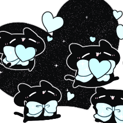 【好き】水色リボンのゆるいこねこ