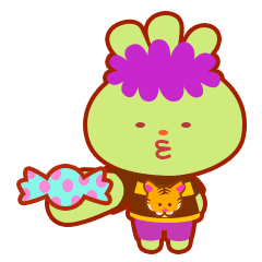 The 3-Ear-Purple-Hair Bun in a Tiger Tee