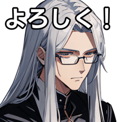 Boy with glasses and long silver hair