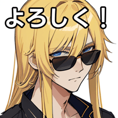 Blonde long hair boy with sunglasses