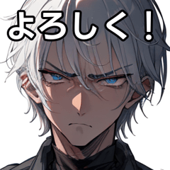 Angry-faced silver-short-haired boy
