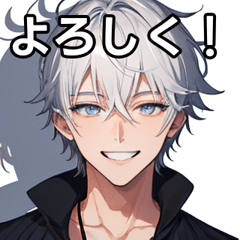 Smiling silver-haired short-haired boy