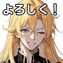 Winking blonde long hair boy