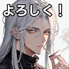 Cigarette-wearing long silver-haired boy