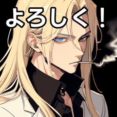 Smoking blonde long hair boy
