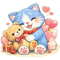 Cute Blue & White Kitty