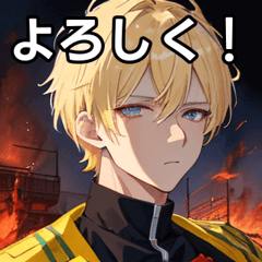 Blonde short hair firefighter boy