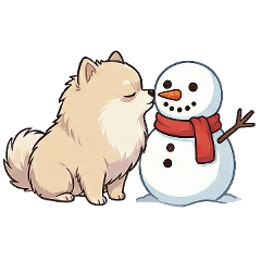 very affectionate pomeranian in winter