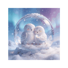 Mysterious Retro Snow Globe Snowy Owls