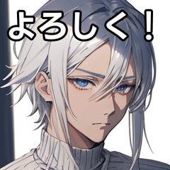 Silver-haired boy in a sweater