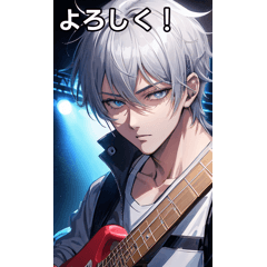Big guitarist with short silver hair
