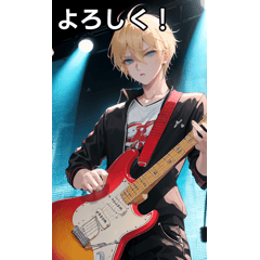 Big guitarist with short blonde hair