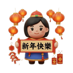 可愛女孩新年祝福