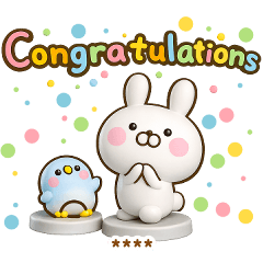 うさぺんのお祝い3Dカスタムスタンプだよ