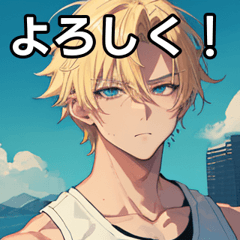 Tank top blonde boy sticker