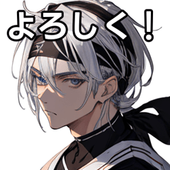 Silver-haired boy with a bandana