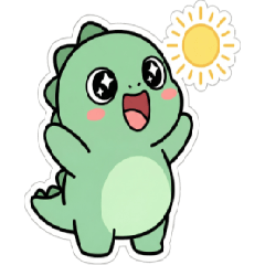 Expressive Green Baby Dino Stickers