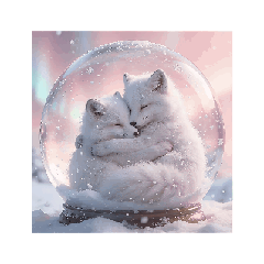 Moving Snow Globe and White Fox