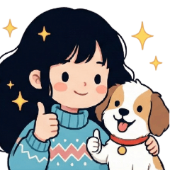 Curly Girl & Lovely Dog V.2