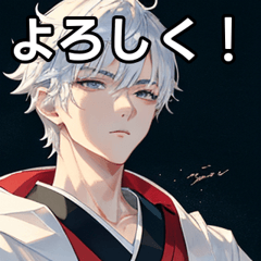 Japanese-style short-silver-haired boy