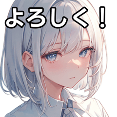 ワイシャツ銀髪女子