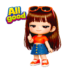 Sunny Chibi Girl 3D Reaction Stickers