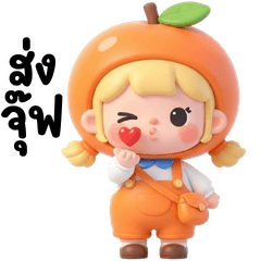 Cute girl kawaii orange hat.