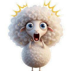 呆萌驚訝綿羊的疑惑問號