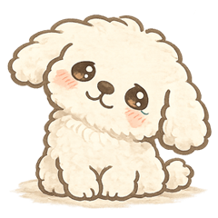 もこもこ犬の毎日使える癒しスタンプ