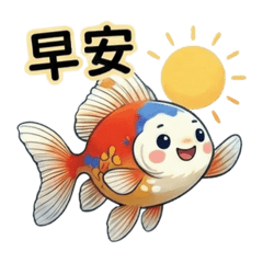 圓滾滾三色金魚的日常