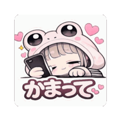 Cute Frog Hoodie Girl Stickers