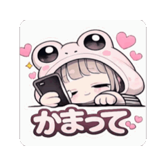 Cute Frog Hoodie Girl Stickers
