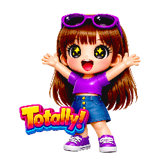 Happy Chibi Girl English Chat Stickers