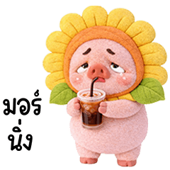 Grumpy Pig cute sunflower head