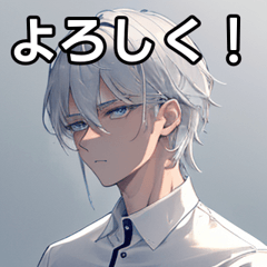 ポロシャツ銀髪男子