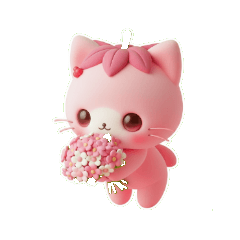 撒嬌求關注的粉紅貓