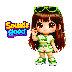 Green Chibi Girl 3D Everyday Chat