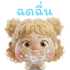 Blonde girl with a grumpy face