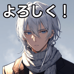 Silver-haired boy with scarf