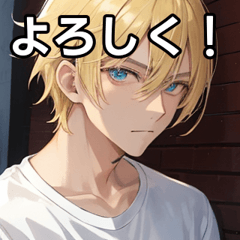 Blonde boy in long T-shirt